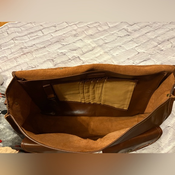 🔥Red Envelope Brown Soft Leather Briefcase/Messenger Bag/Laptop Bag- VGUC. - Picture 14 of 16